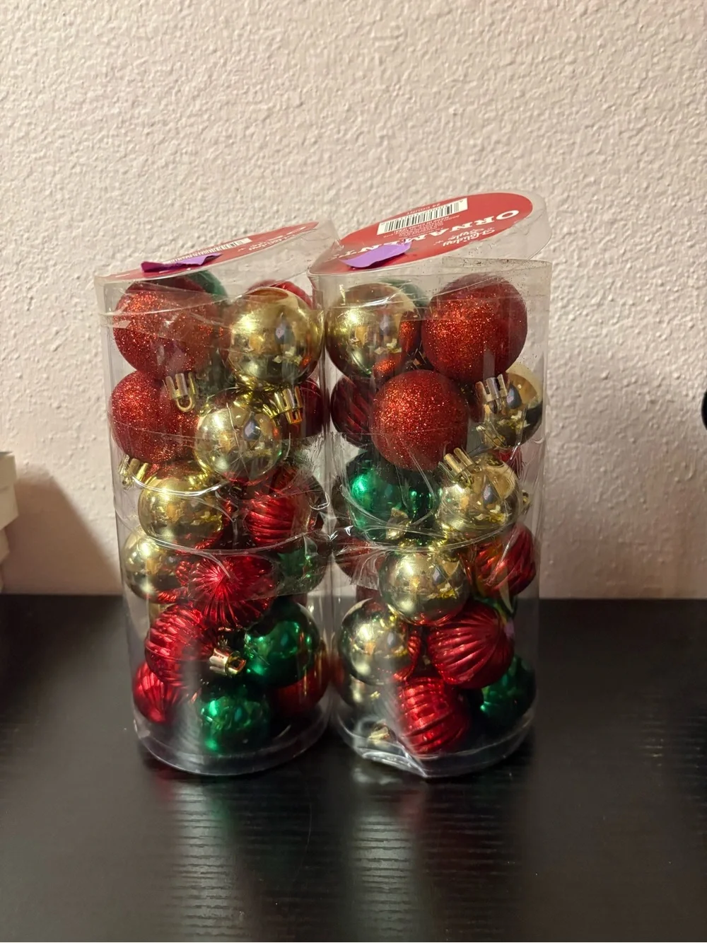 48pc Shatterproof Christmas Ornaments Red Green Gold